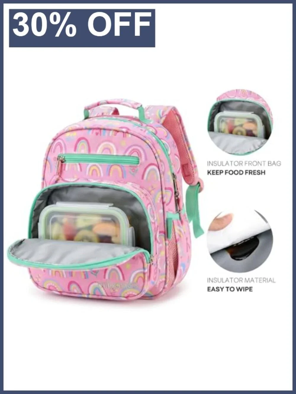 Lightweight Kids Backpack for Girls Elementary School Bookbag Rainbow